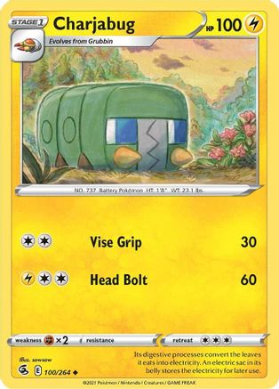 Charjabug 100 - Reverse Holofoil SWSH08 Fusion Strike - Uncommon