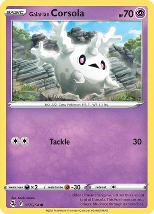 Galarian Corsola 117 - Reverse Holofoil SWSH08 Fusion Strike - Common