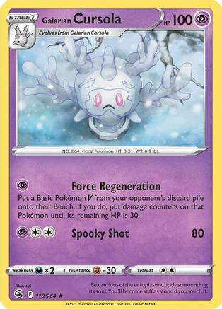 Galarian Cursola 118 SWSH08 Fusion Strike - Rare