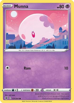 Munna 121 - Reverse Holofoil SWSH08 Fusion Strike - Common