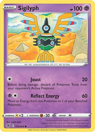 Sigilyph 123 - Reverse Holofoil SWSH08 Fusion Strike - Common