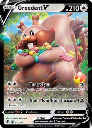 Greedent V 217 - Holofoil SWSH08 Fusion Strike - Ultra Rare