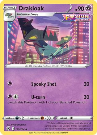 Drakloak 129 - Reverse Holofoil SWSH08 Fusion Strike - Uncommon