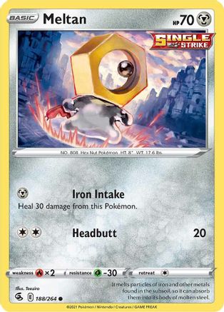 Meltan 188 - Reverse Holofoil SWSH08 Fusion Strike - Common