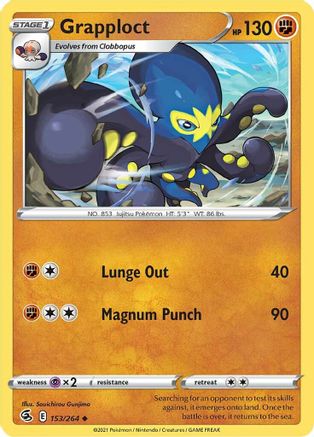 Grapploct 153 - Reverse Holofoil SWSH08 Fusion Strike - Uncommon