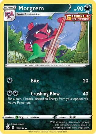 Morgrem 177 - Reverse Holofoil SWSH08 Fusion Strike - Uncommon