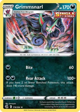 Grimmsnarl 178 - Reverse Holofoil SWSH08 Fusion Strike - Holo Rare