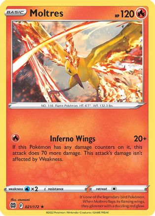 Moltres 021 - Reverse Holofoil SWSH09 Brilliant Stars - Holo Rare