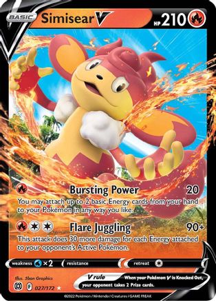 Simisear V 027 - Holofoil SWSH09 Brilliant Stars - Ultra Rare