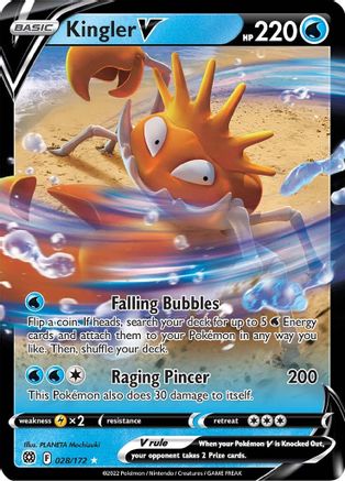 Kingler V 028 - Holofoil SWSH09 Brilliant Stars - Ultra Rare