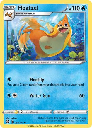 Floatzel 039 - Reverse Holofoil SWSH09 Brilliant Stars - Uncommon