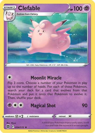 Clefable 054 - Reverse Holofoil SWSH09 Brilliant Stars - Rare
