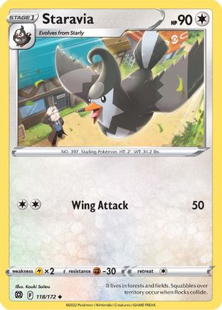 Staravia 118 - Reverse Holofoil SWSH09 Brilliant Stars - Uncommon