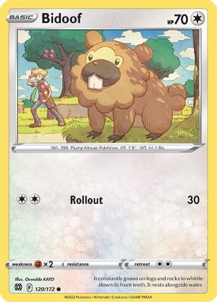 Bidoof 120 - Reverse Holofoil SWSH09 Brilliant Stars - Common