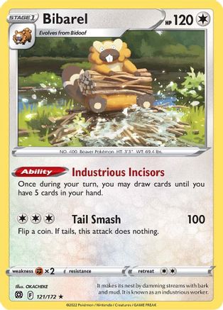 Bibarel 121 - Holofoil SWSH09 Brilliant Stars - Holo Rare