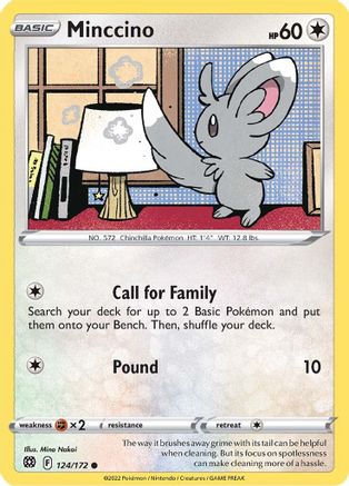 Minccino 124 - Reverse Holofoil SWSH09 Brilliant Stars - Common