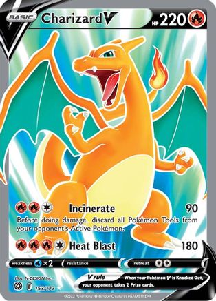 Charizard V (Full Art) 153 - Holofoil SWSH09 Brilliant Stars - Ultra Rare
