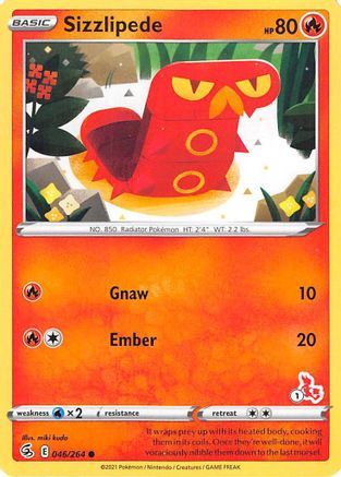 Sizzlipede - 046/264 (#1 Cinderace Stamped)/264 Battle Academy 2022 - Promo