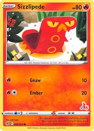 Sizzlipede - 046/264 (#17 Cinderace Stamped)/264 Battle Academy 2022 - Promo