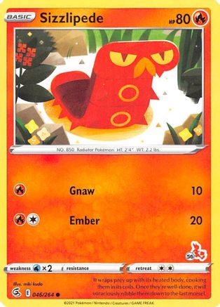 Sizzlipede - 046/264 (#56 Cinderace Stamped)/264 Battle Academy 2022 - Promo