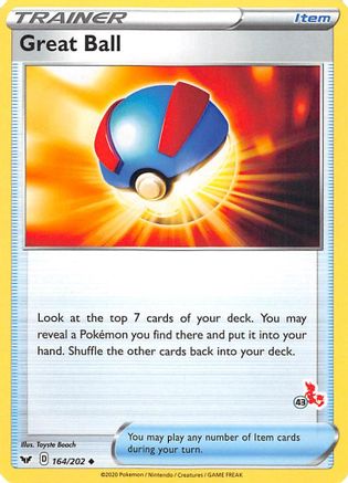 Great Ball - 164/202 (#43 Cinderace Stamped)/202 Battle Academy 2022 - Promo