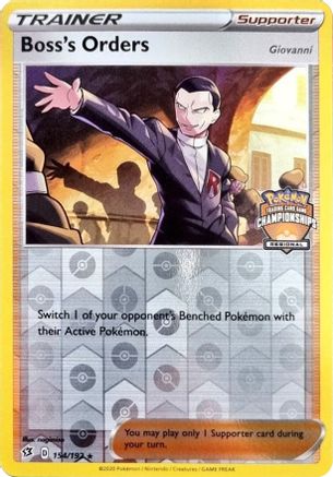 Boss's Orders - 154/192 (Regional Championships)/192 - Reverse Holofoil League & Championship Cards - Promo