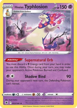 Hisuian Typhlosion 052 - Reverse Holofoil SWSH10 Astral Radiance - Holo Rare