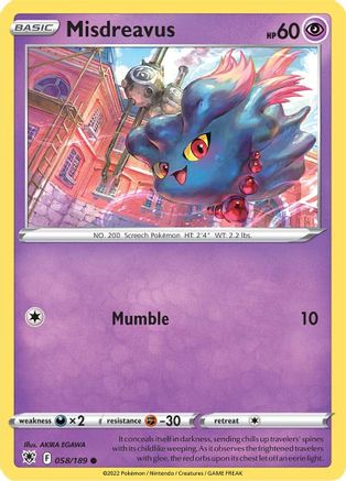 Misdreavus 058 - Reverse Holofoil SWSH10 Astral Radiance - Common