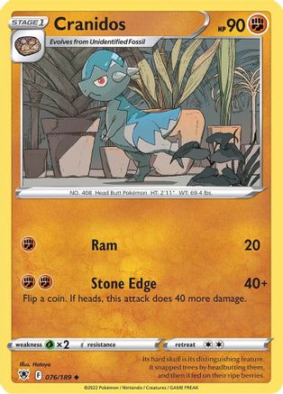 Cranidos 076 SWSH10 Astral Radiance - Uncommon