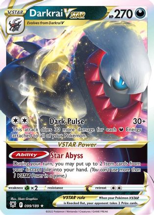 Darkrai VSTAR 099 - Holofoil SWSH10 Astral Radiance - Ultra Rare