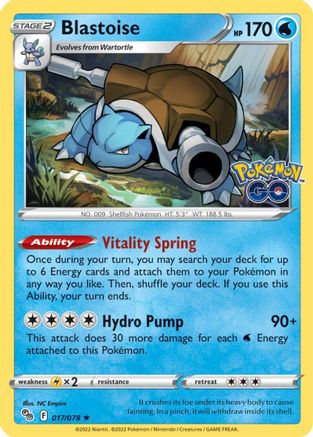 Blastoise 017 - Holofoil Pokemon GO - Holo Rare