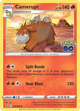 Camerupt 014 - Reverse Holofoil Pokemon GO - Uncommon