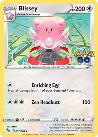 Blissey 052 - Holofoil Pokemon GO - Holo Rare