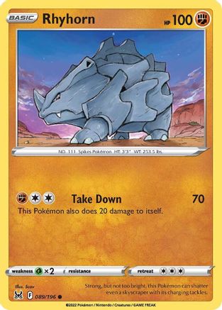 Rhyhorn 089 SWSH11 Lost Origin - Common