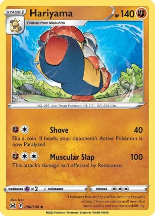 Hariyama 098 - Reverse Holofoil SWSH11 Lost Origin - Uncommon