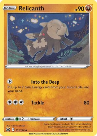 Relicanth 101 - Reverse Holofoil SWSH11 Lost Origin - Uncommon