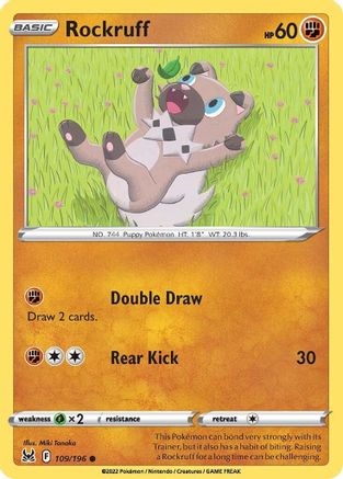 Rockruff 109 - Reverse Holofoil SWSH11 Lost Origin - Common