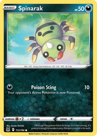 Spinarak 112 - Reverse Holofoil SWSH11 Lost Origin - Common