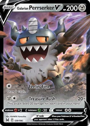 Galarian Perrserker V 129 - Holofoil SWSH11 Lost Origin - Ultra Rare