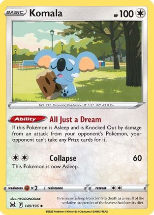 Komala 149 - Reverse Holofoil SWSH11 Lost Origin - Uncommon