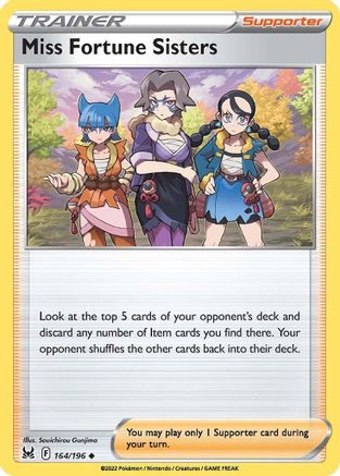 Miss Fortune Sisters 164 - Reverse Holofoil SWSH11 Lost Origin - Uncommon