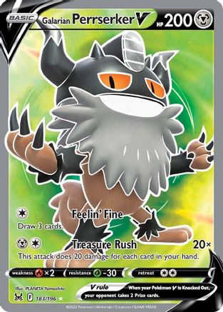 Galarian Perrserker V (Full Art) 183 - Holofoil SWSH11 Lost Origin - Ultra Rare