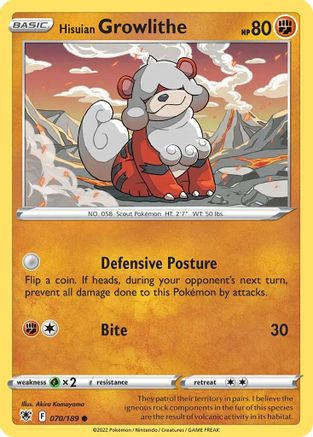 Hisuian Growlithe (Cosmos Holo) 070/189 - Holofoil Deck Exclusives - Promo