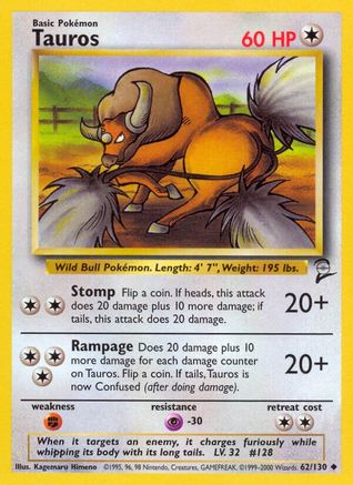 Tauros 062 Base Set 2 - Uncommon