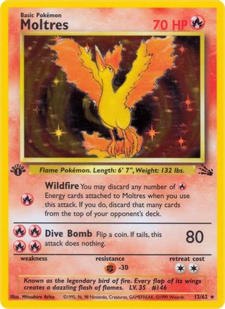 Moltres (12) (12) 012 - 1st Edition Holofoil Fossil - Holo Rare