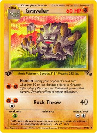 Graveler 037 - 1st Edition Fossil - Uncommon