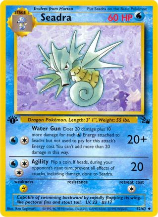 Seadra 042 - 1st Edition Fossil - Uncommon