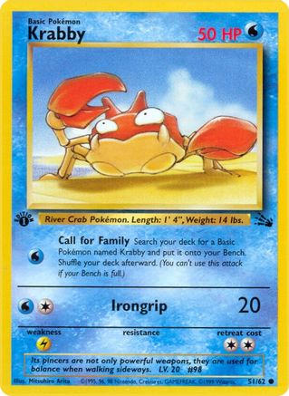 Krabby 051 - 1st Edition Fossil - Common