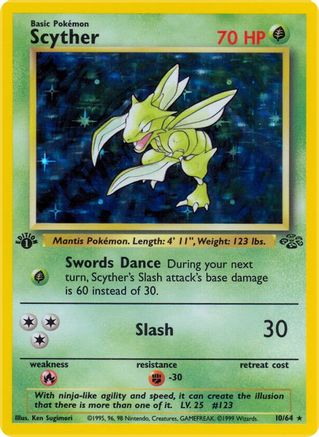 Scyther (10) (10) 010 - 1st Edition Holofoil Jungle - Holo Rare