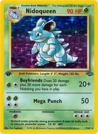 Nidoqueen (7) (7) 007 - 1st Edition Holofoil Jungle - Holo Rare